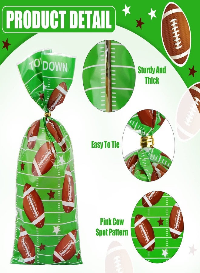 EVERMARKET 100 Pcs Football Goodie Bags - Cellophane Gift Bags with 100 Twist Ties for Football Theme Baby Shower Birthday Decors Sports Event Party Supplies - Image 3